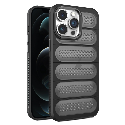 

For iPhone 12 Pro Max Cooling Armor Translucent Mesh Breathable Phone Case(Black)