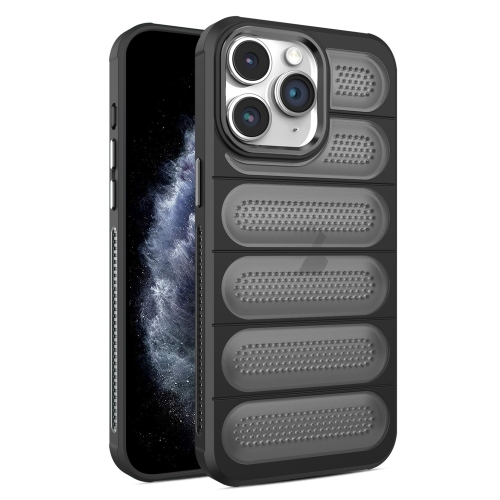 

For iPhone 11 Pro Max Cooling Armor Translucent Mesh Breathable Phone Case(Black)