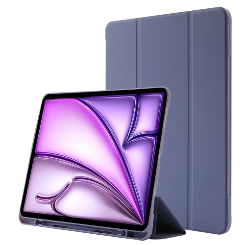

For iPad Air 13 2024 Skin Feel Tri-fold Leather Tablet Case with Pen Slot(Lavender)