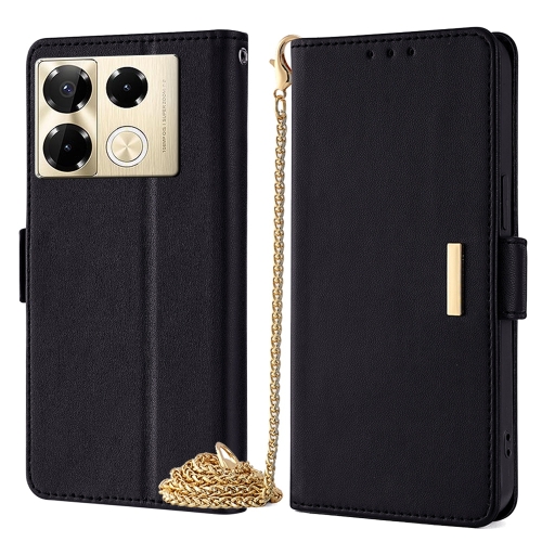 

For Infinix Note 40 Pro 4G Crossbody Chain Leather Phone Case(Black)