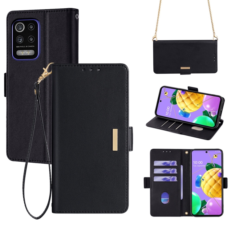 

For LG K52 Crossbody Chain Leather Phone Case(Black)