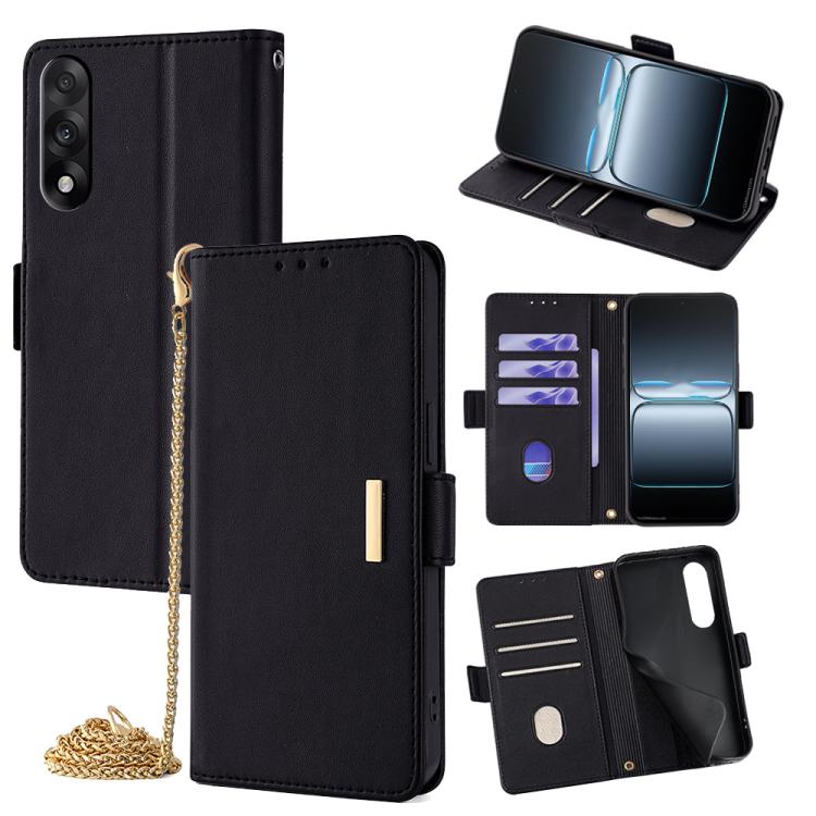 

For OnePlus Ace 5 Ultra / Nord 5 Crossbody Chain Leather Phone Case(Black)