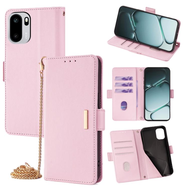 

For OnePlus Ace 6 Crossbody Chain Leather Phone Case(Pink)
