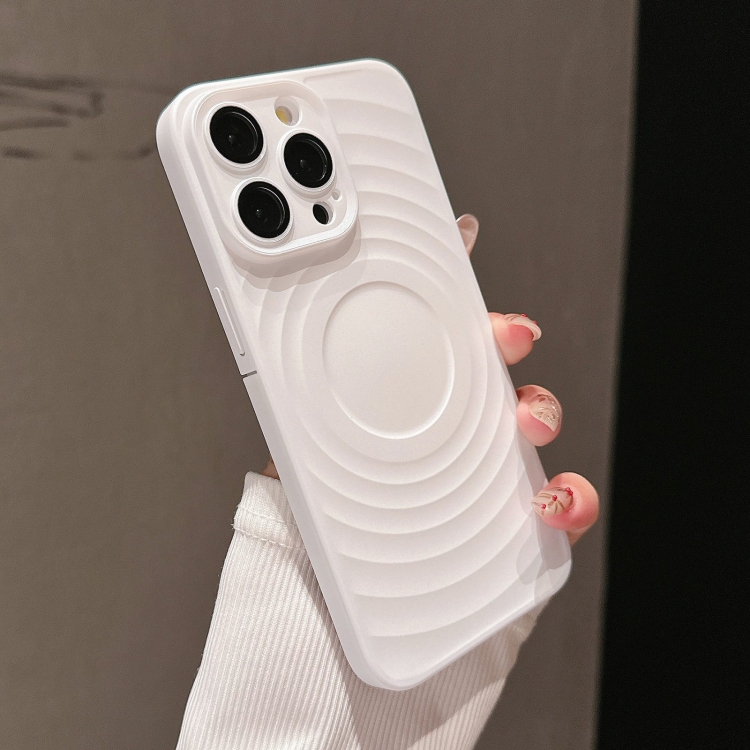 

For iPhone 15 Pro Max Wave Texture PC Shockproof Phone Case(White)