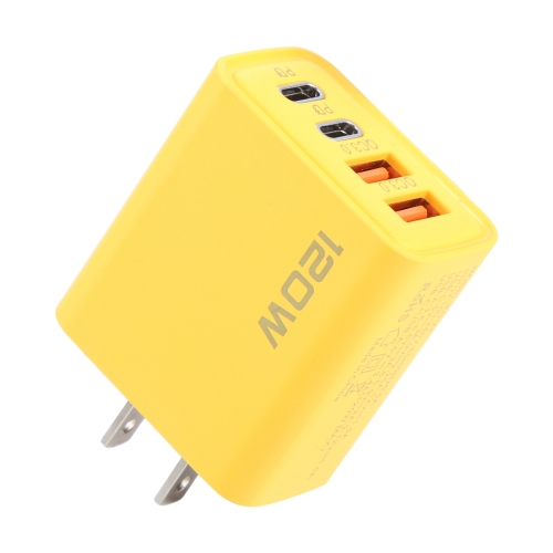 

KO-71 120W Dual PD Type-C + Dual QC3.0 USB Multi Ports Charger, Plug:US Plug(Yellow)