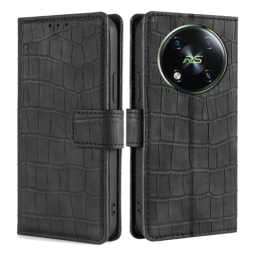 

For Itel RS4 4G Skin Feel Crocodile Magnetic Clasp Leather Phone Case(Black)