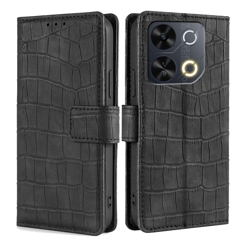 

For Itel P65 Skin Feel Crocodile Magnetic Clasp Leather Phone Case(Black)