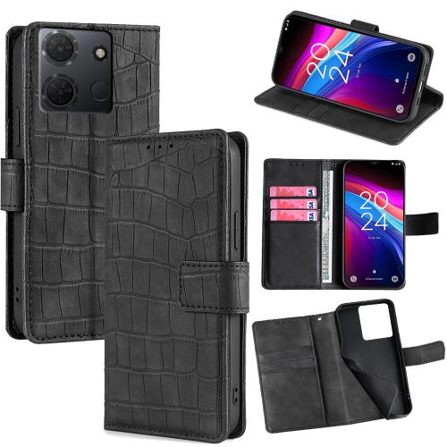 

For TCL 503 4G Skin Feel Crocodile Magnetic Clasp Leather Phone Case(Black)