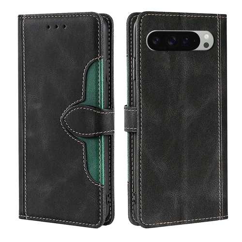 

For Google Pixel 9 Pro XL Skin Feel Magnetic Buckle Leather Phone Case(Black)