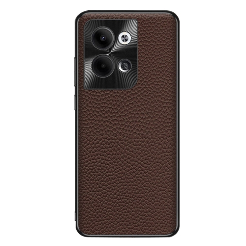 

For OPPO Reno9 Pro Genuine Leather Litchi Texture Phone Case(Coffee)