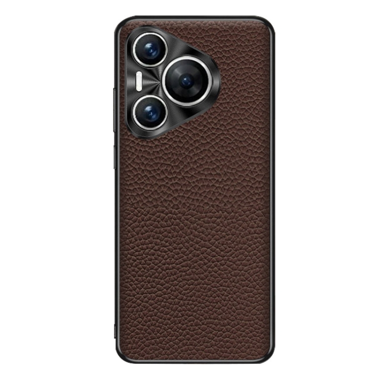 

For Huawei Pura 70 Pro / 70 Pro+ Genuine Leather Litchi Texture Phone Case(Coffee)