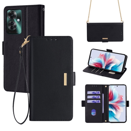 For OPPO Reno11 F 5G Crossbody Chain Leather Phone Case(Black)