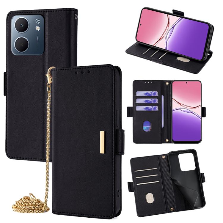 

For OPPO A5x 5G Global Crossbody Chain Leather Phone Case(Black)
