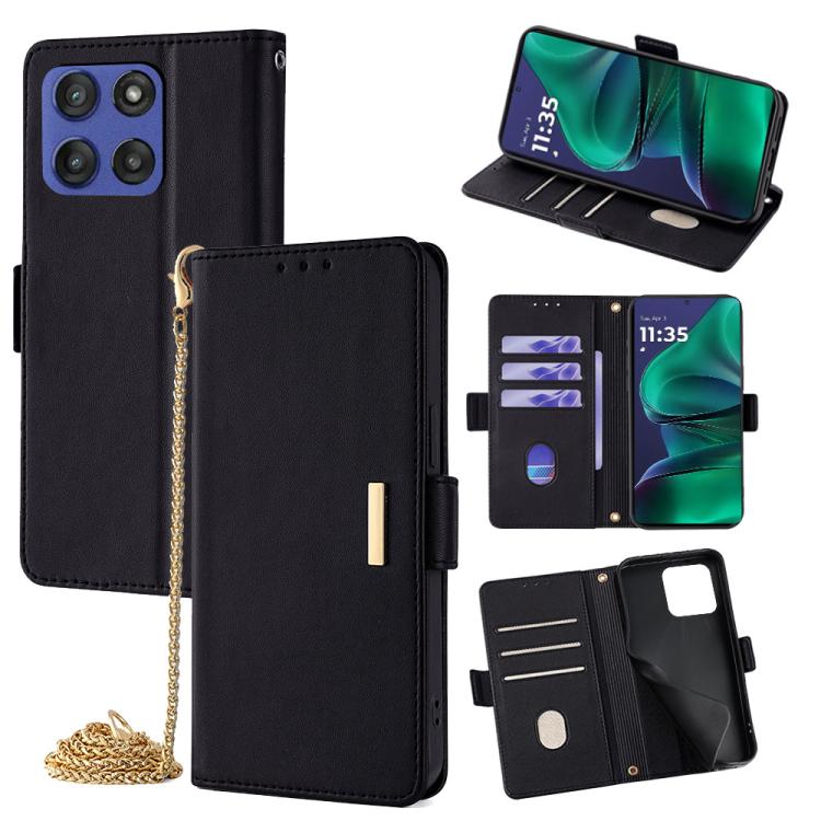 

For Motorola Moto G Stylus 5G 2025 Crossbody Chain Leather Phone Case(Black)