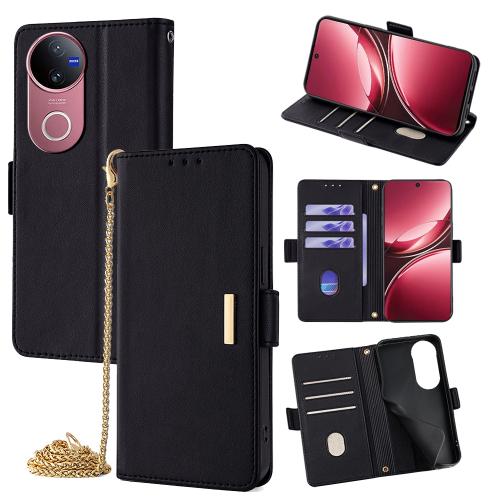 

For vivo V50 5G Crossbody Chain Leather Phone Case(Black)