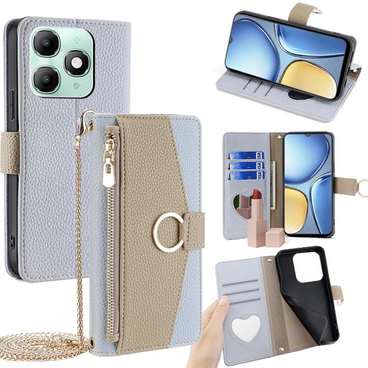 

For itel A90 4G Crossbody Litchi Texture Leather Phone Case(Blue)