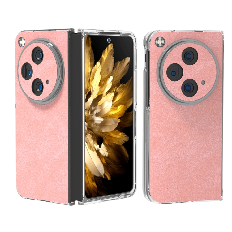 

For OPPO Find N3 PU Leather Transparent Edge Phone Case(Pink)