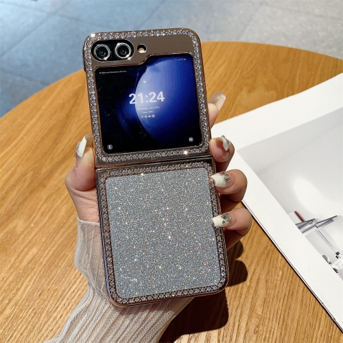 

For Samsung Galaxy Z Flip6 Gradient Glitter Powder Electroplated Diamond PC Full Coverage Shockproof Phone Case(White)