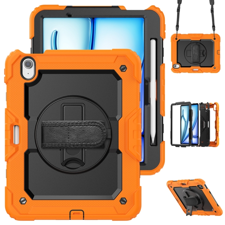 

For iPad Air 11 2024 / Air 11 2025 Silicone Hybrid PC Tablet Protective Case(Orange+Black)