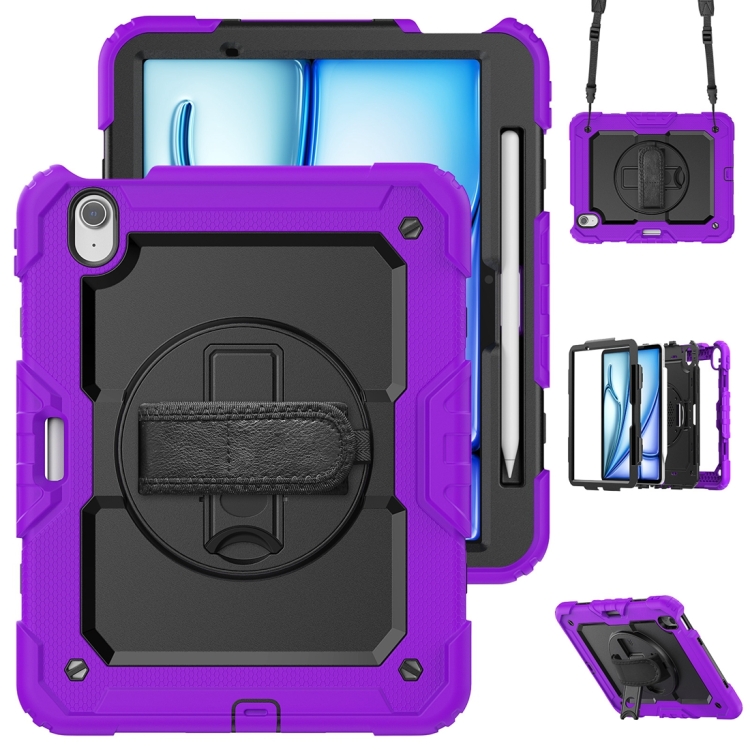 

For iPad Air 11 2024 Silicone + PC Tablet Protective Case(Purple+Black)