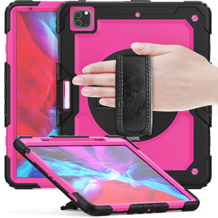 

For iPad Pro 13 2024 Silicone Hybrid PC Tablet Protective Case(Rose Red+Black)