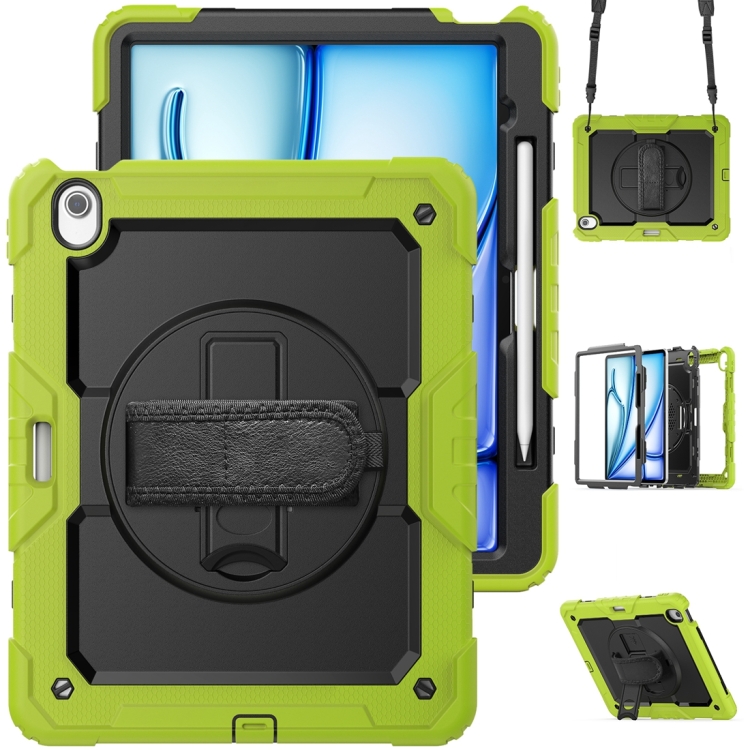 

For iPad Air 13 2024 / Air 13 2025 Silicone Hybrid PC Tablet Protective Case(Black+Yellow Green)