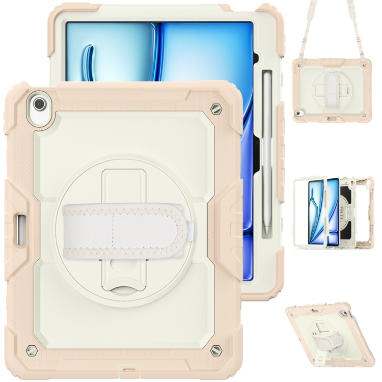 

For iPad Air 13 2024 / Air 13 2025 Silicone Hybrid PC Tablet Protective Case(Cream+Rose Gold)