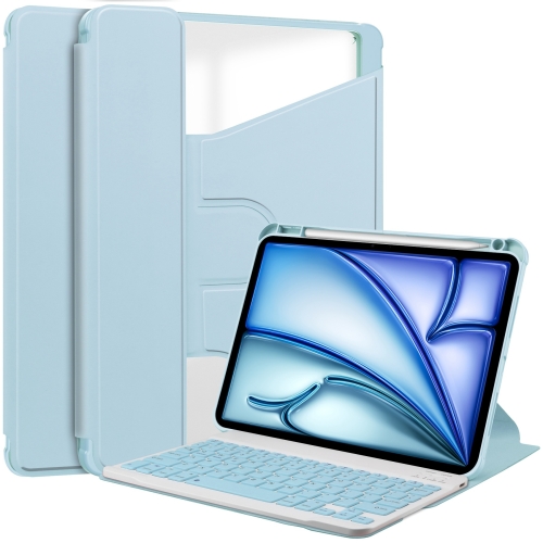 

For iPad Air 13 2025 / 2024 Transparent Rotation Smart Leather Tablet Case with Keyboard(Sky Blue)