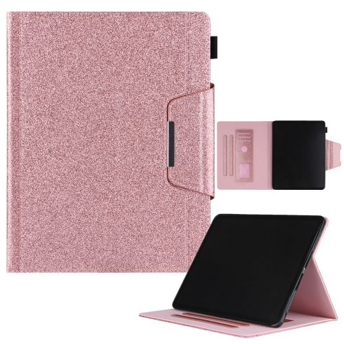 For iPad Pro 13 2024 Glitter Metal Buckle Leather Smart Tablet Case(Rose Gold)
