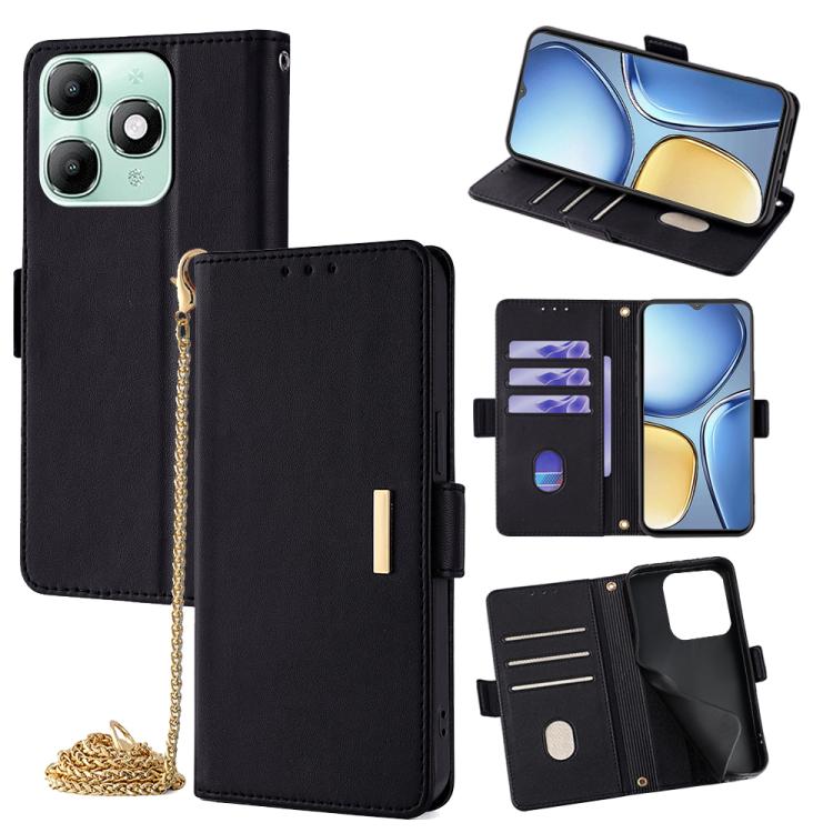 

For Itel A90 4G Crossbody Chain Leather Phone Case(Black)