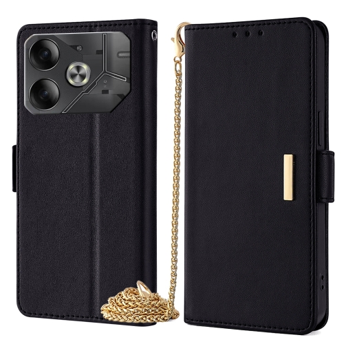 

For Tecno Pova 6 5G Crossbody Chain Leather Phone Case(Black)