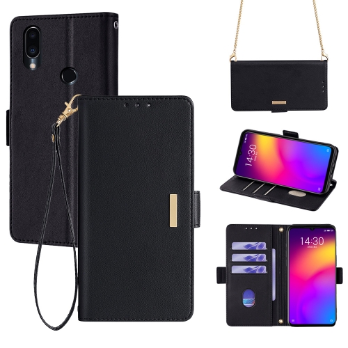 

For Meizu Note 9 Crossbody Chain Leather Phone Case(Black)