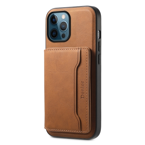 

For iPhone 12 Pro Max Denior D13 Retro Texture Leather MagSafe Card Bag Phone Case(Brown)