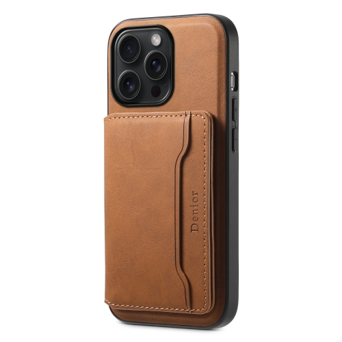 

For iPhone 15 Pro Max Denior D13 Retro Texture Leather MagSafe Card Bag Phone Case(Brown)