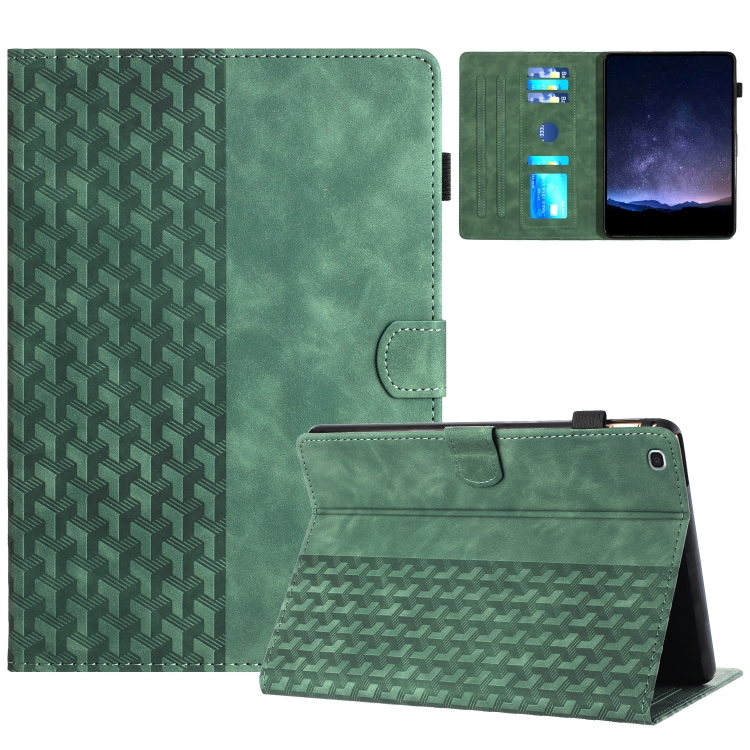

For Samsung Galaxy Tab A 10.1 2019 Building Blocks Embossed Leather Tablet Case(Green)