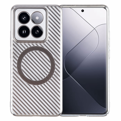 

For Xiaomi 14 6D Plated Carbon Fiber Clear Magsafe PC Phone Case(Titanium Grey)