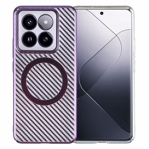 

For Xiaomi 14 Pro 6D Plated Carbon Fiber Clear Magsafe PC Phone Case(Aurora Purple)