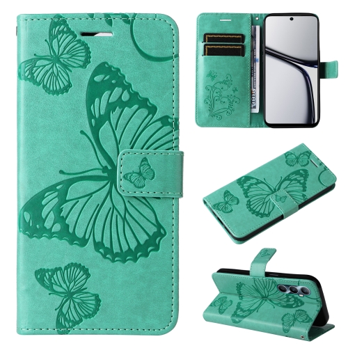

For Realme C65 4G 3D Butterfly Embossed Flip Leather Phone Case(Green)
