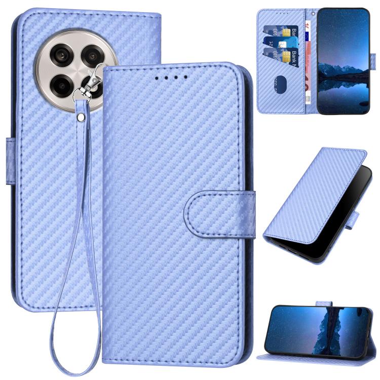

For OnePlus Ace 5 / 13R Global YX0070 Carbon Fiber Buckle Leather Phone Case with Lanyard(Light Purple)