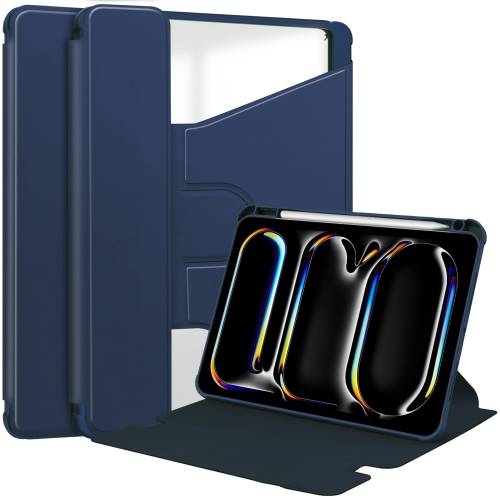 

For iPad Pro 11 2024 Transparent Rotation Smart Leather Tablet Case(Dark Blue)