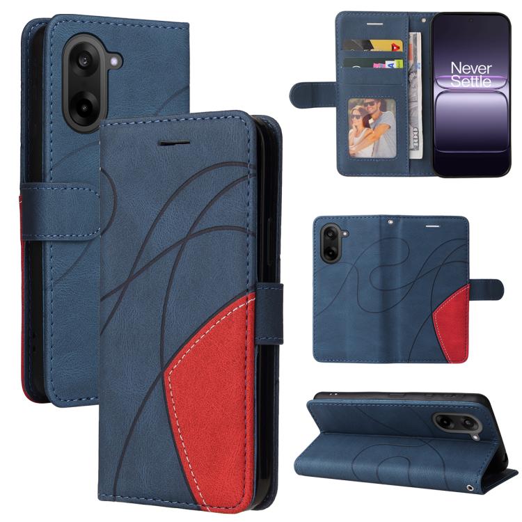 

For OnePlus Nord CE5 Dual-color Splicing Flip Leather Phone Case(Blue)