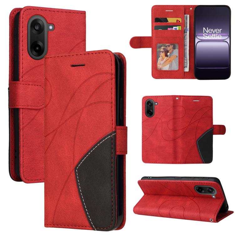 

For OnePlus Nord CE5 Dual-color Splicing Flip Leather Phone Case(Red)