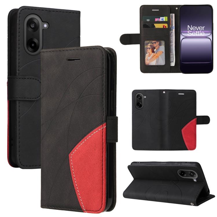 

For OnePlus Nord CE5 Dual-color Splicing Flip Leather Phone Case(Black)