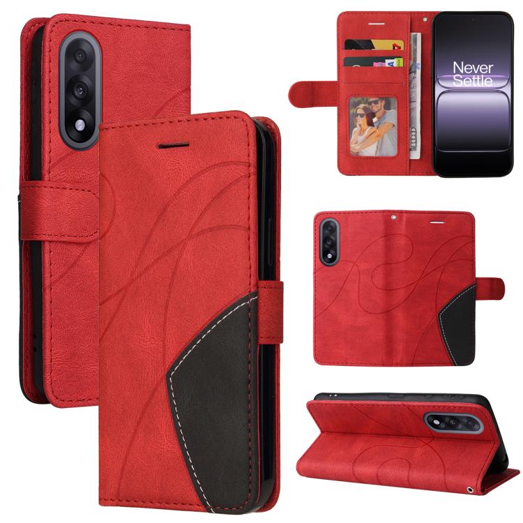 

For OnePlus Ace 5 Ultra Dual-color Splicing Flip Leather Phone Case(Red)