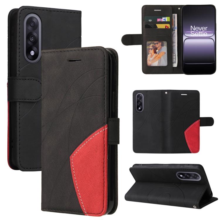 

For OnePlus Ace 5 Ultra Dual-color Splicing Flip Leather Phone Case(Black)