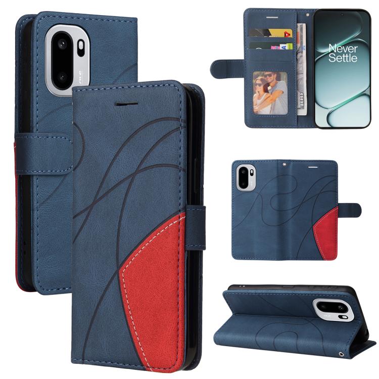 

For OnePlus Ace 6 5G Dual-color Splicing Flip Leather Phone Case(Blue)