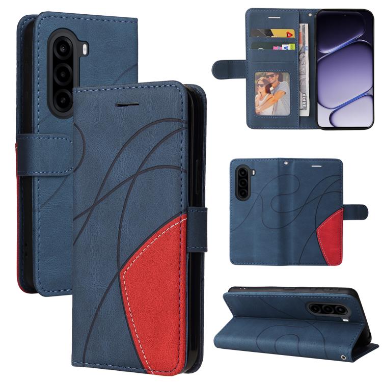 For OnePlus Nord CE6 Lite/Turbo 6X 5G Dual-color Splicing Flip Leather Phone Case(Blue)