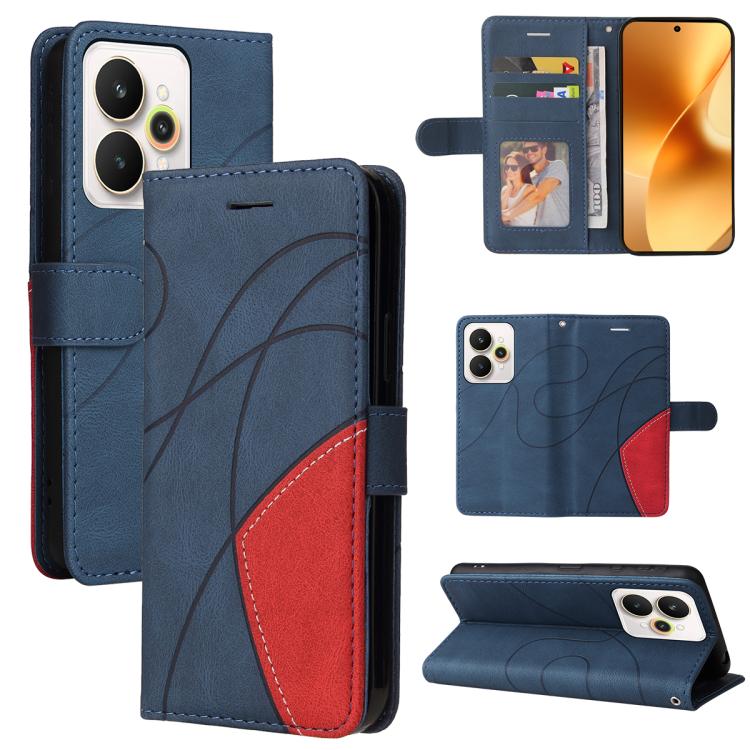 

For Realme 15 5G Dual-color Splicing Flip Leather Phone Case(Blue)