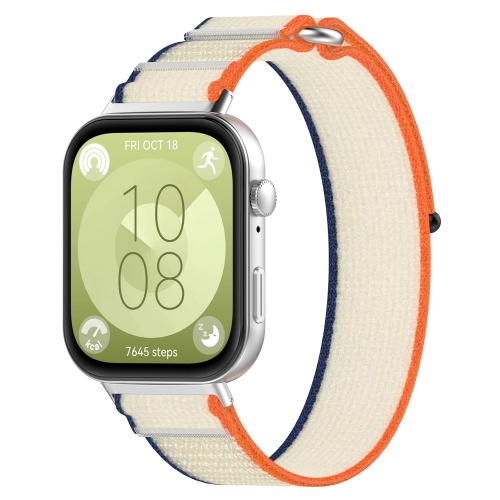 For Huawei Watch Fit3 Loop Nylon Watch Band(Beige Orange) ремешок xiaomi watch s1 active braided nylon strap navy blue m2122as1 bhr6213gl