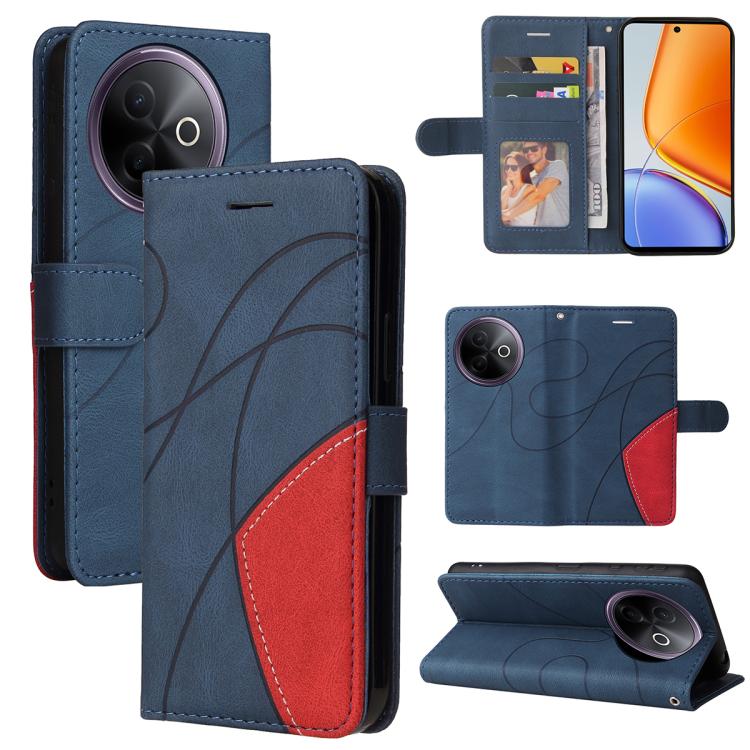 

For vivo Y39 5G Global Dual-color Splicing Flip Leather Phone Case(Blue)